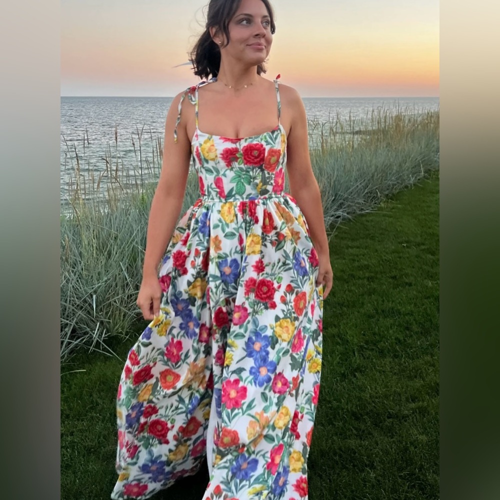 Show Me Your MuMu White Floral Maxi Dress with Red, Yellow, Blue Flowers